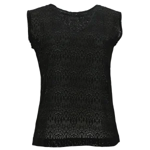 T-Shirt senza maniche in pizzo con drappeggio posteriore