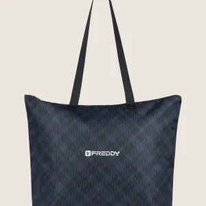 Shopper tartan in poliestere con zip e logo FREDDY