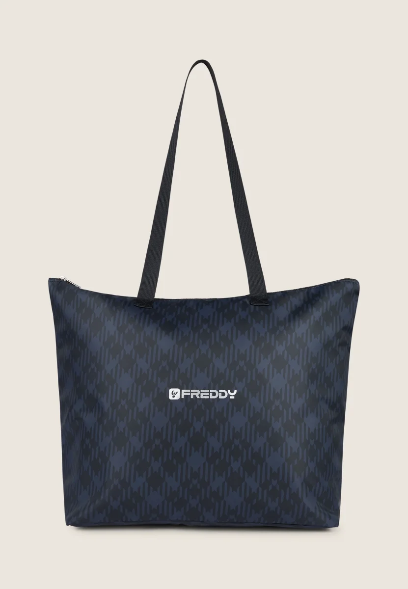 Shopper tartan in poliestere con zip e logo FREDDY