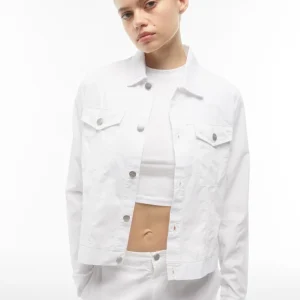 Giacca trucker da donna in tessuto popeline tinto capo