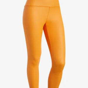 Leggings 7/8 vita alta in tessuto coated effetto pelle