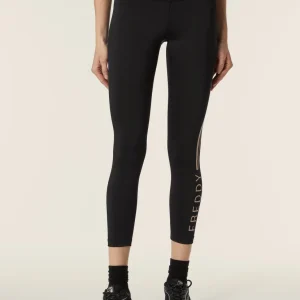 Leggings 7/8 vita alta in tessuto tecnico con stampa metal