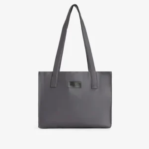 Shopping bag in similpelle con logo applicato