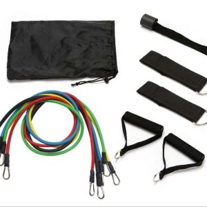 Kit de  bandes résistance fitness SYNERFIT   avec 11 pièces - sport - poignées, ancre, sangle de cheville, sac de transport