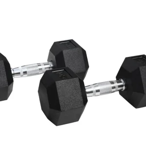 Paire d'haltères hexagonaux monobloc manche chromé et moleté  2x3Kg