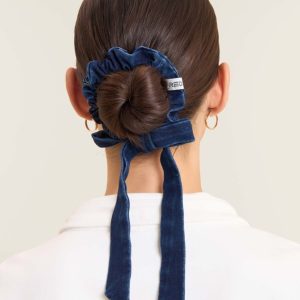 Elastico scrunchie in denim con fiocco e logo FREDDY