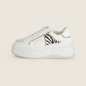 Sneakers in Similpelle con Dettagli Glitter e Animalier