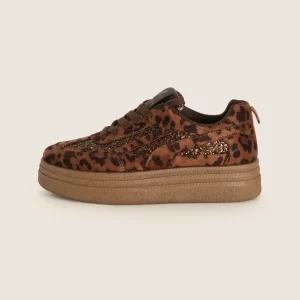 Sneakers Donna Platform in Tessuto Animalier con Glitter