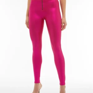 Pantaloni push up WR.UP® vita altissima tessuto coated lucido