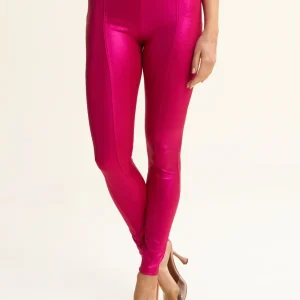 Pantaloni push up WR.UP® vita alta tessuto lucido wet effect