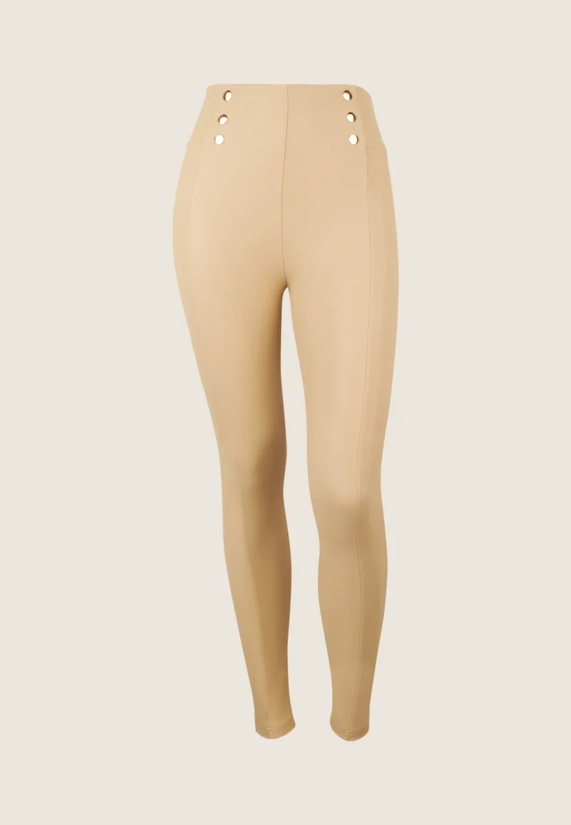 Pantaloni WR.UP similpelle vita alta con bottoni decorativi – Image 7