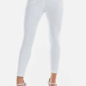 Pantaloni push up WR.UP® 7/8 vita alta bottoni similpelle