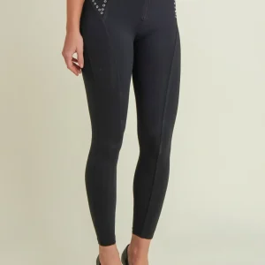 Pantaloni push up WR.UP® superskinny 7/8 con borchie in vita