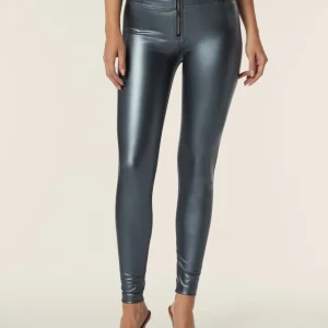 Pantaloni WR.UP® 7/8 vita alta in similpelle metallizzata