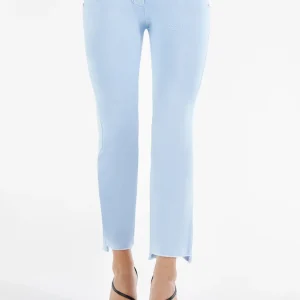 Pantaloni push up WR.UP® 7/8 flare distressed in gabardine