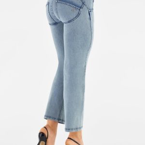Jeans push up WR.UP® wide leg cropped in eco denim chiaro