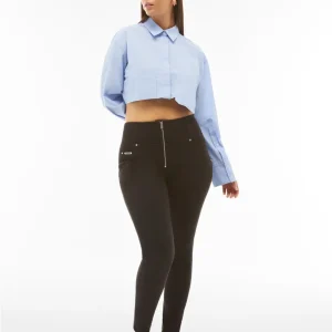 Pantaloni push up WR.UP® vita alta tessuto navetta ecologico