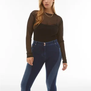 Jeans WR.UP® in denim navetta con inserti a contrasto