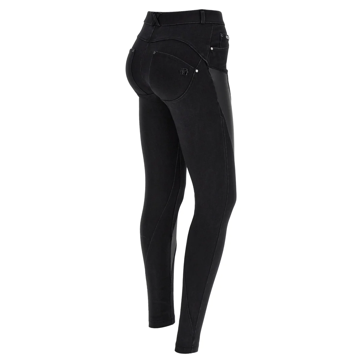 Jeans WR.UP® in denim navetta con inserti in similpelle