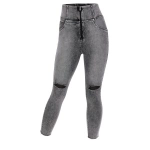 Jeans push up WR.UP® 7/8 curvy vita alta denim marble wash