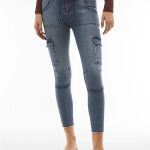 Jeans push up WR.UP® stile cargo vita alta e lunghezza 7/8