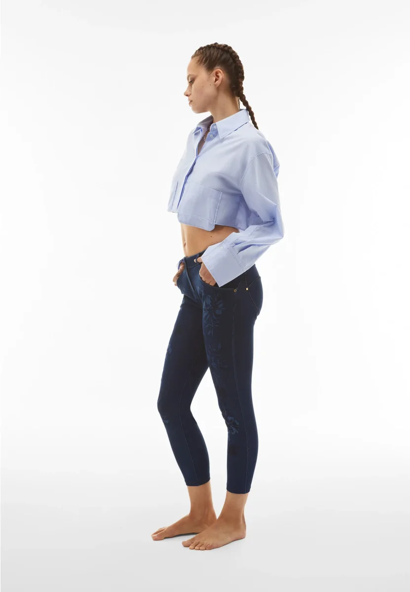 Jeans WR.UP® vita regular 7/8 con decoro floreale