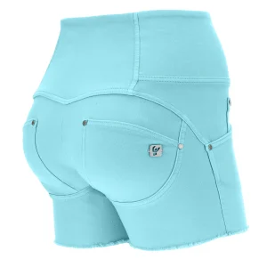 Shorts push up WR.UP® tessuto denim navetta ecologico vita alta con bottoni