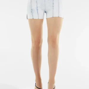 Shorts push up WR.UP® con spacchi in denim super slavato